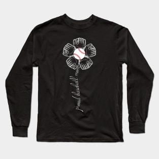 Proud Baseball Mom Flower Long Sleeve T-Shirt